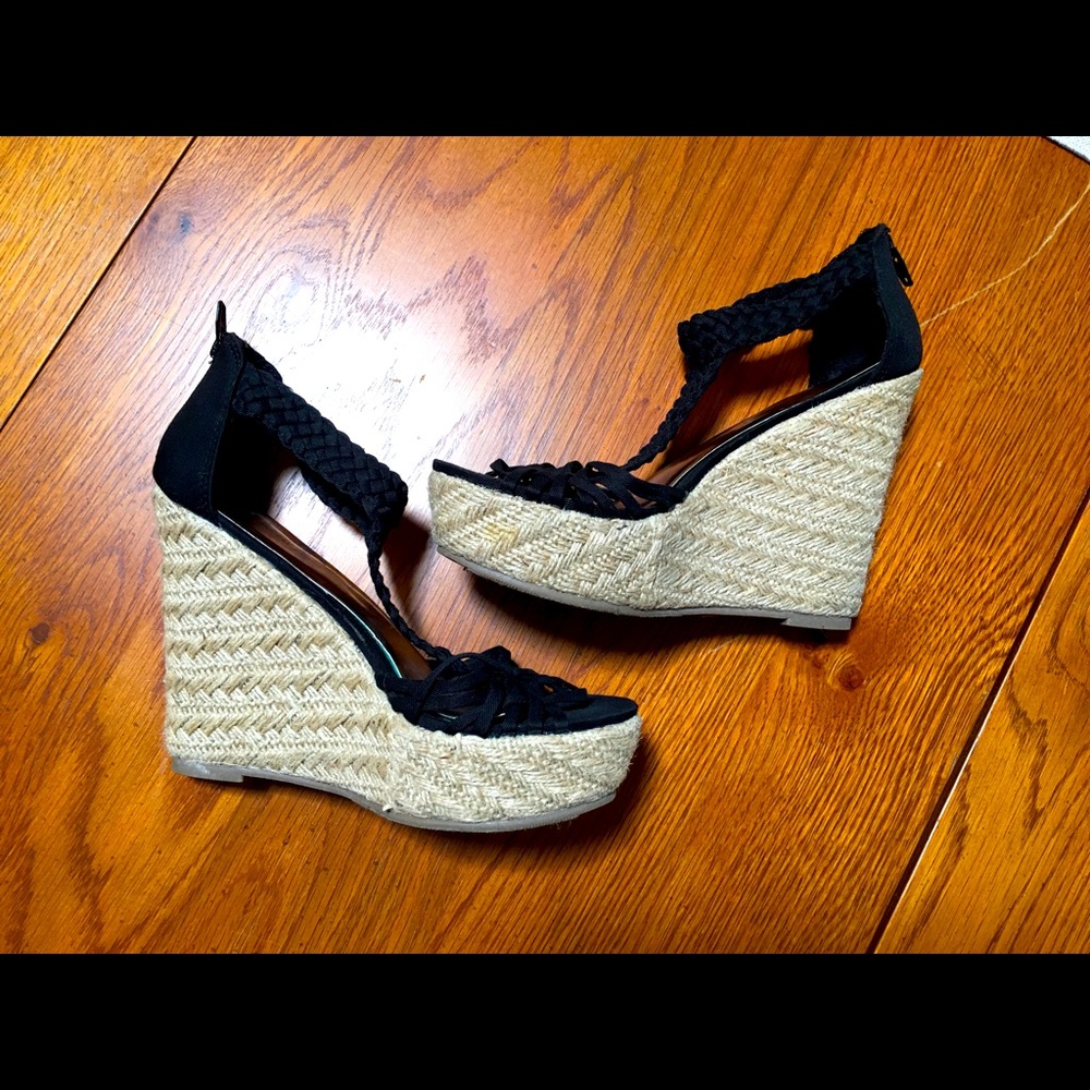 Mossimo Supply Co jute wedges black size 6